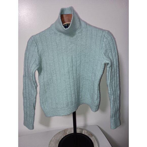 J. Crew: Green Turtle-Neck Sweater = Crop =  Women's Size M - Picture 1 of 5